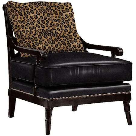 Customizable Branson Leather/Fabric Upholstered Exposed Wood Chair with Decorative Nailhead Trim